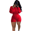 Women's off-shoulder stripe top with matching solid colour shorts in two-piece casual outfit set
