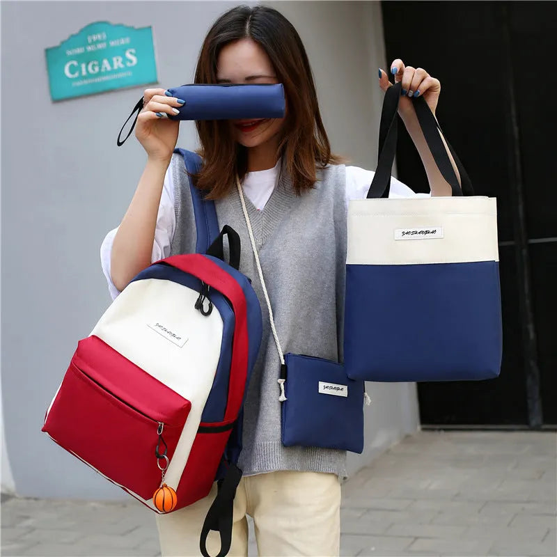 Canvas backpack for women medium 20-35L square shape zipper closure with soft handle and air cushion strap