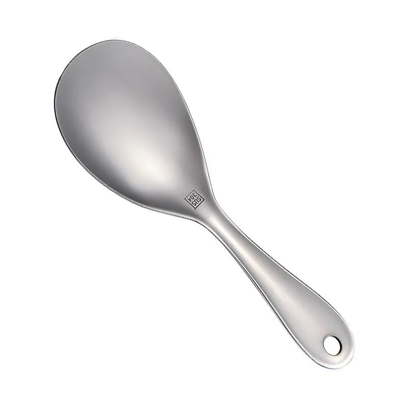Thick 304 stainless steel meal spoon with solid colour and simple style on a neutral background