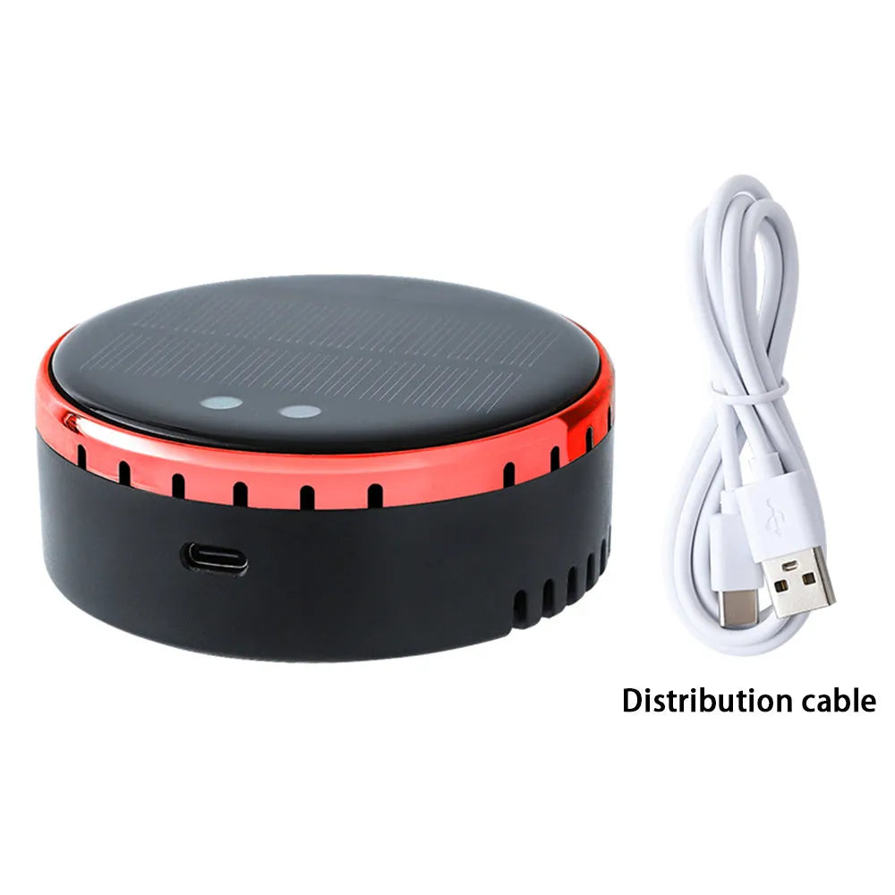 Black solar-powered car air humidifier mounted on a car air vent