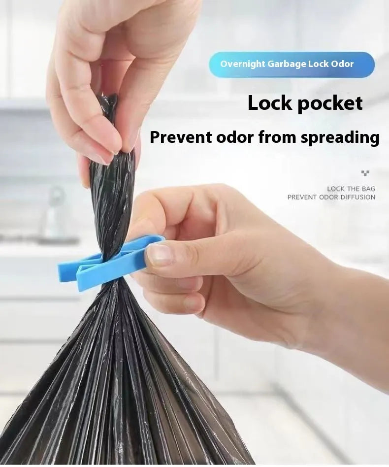 PP plastic bin bag fixing clip attached to rubbish bin side