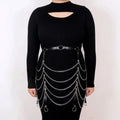 Black PU leather waist chain for women, bandage binding clothing ornament, waist accessory