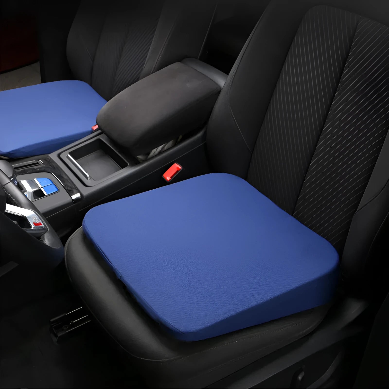 Black car heightening thick seat cushion 42x39x6cm simple style on a vehicle seat