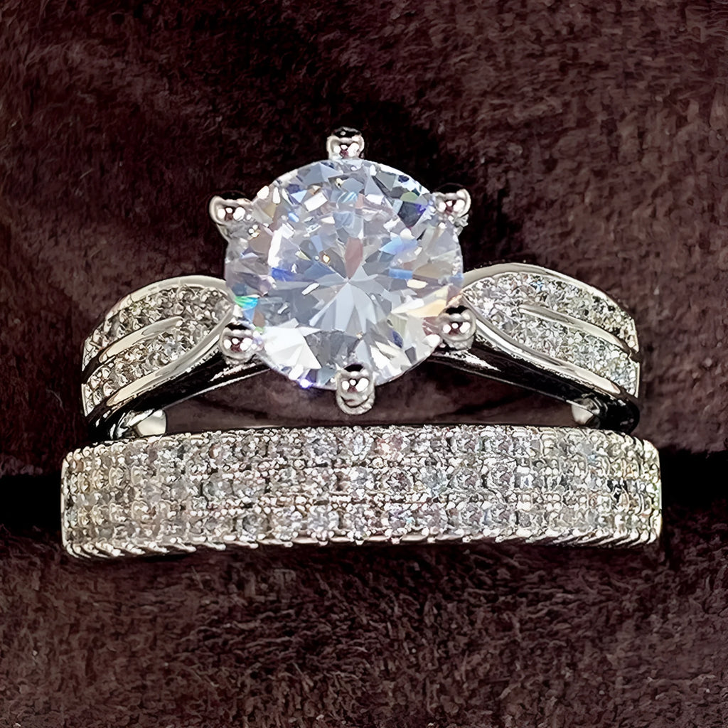 Geometric wedding bracelet ring in white gold colour alloy showing round design elements