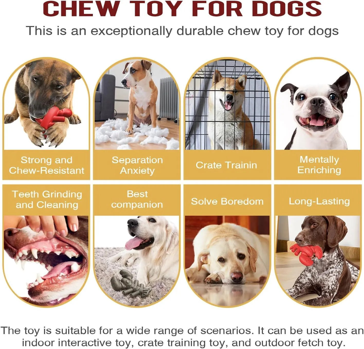 Red hard chew toy for large dogs measuring 170mm by 132mm for aggressive chewers