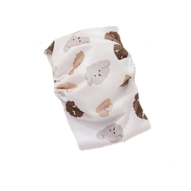 Pet sanitary pant reusable dog nappy with fastener tape and elastic waistband in blue bear pattern