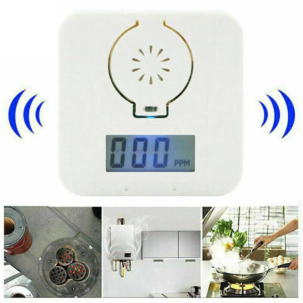 White wireless carbon monoxide alarm unit designed for wall mounting in kitchens and bathrooms