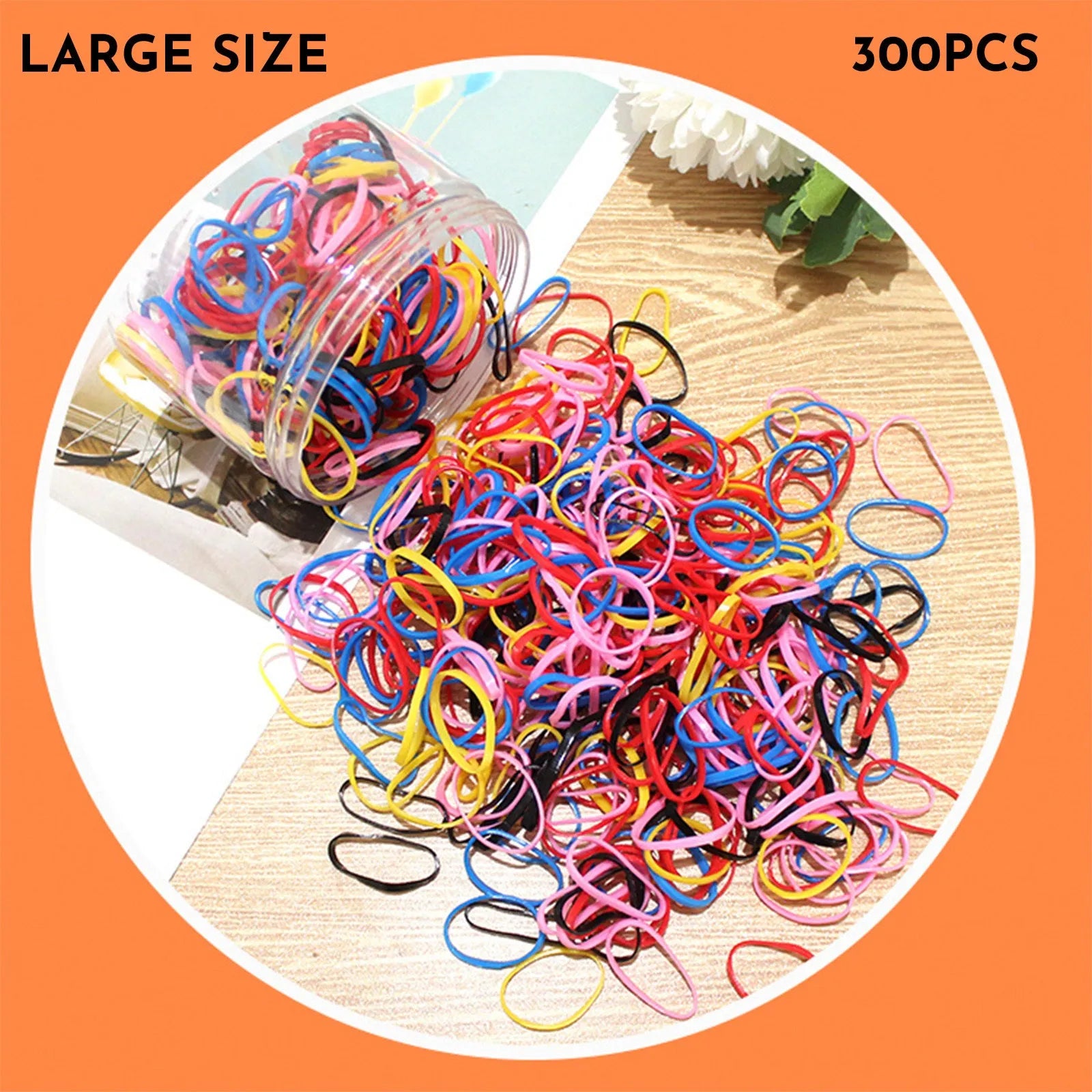 Multi-colour TPU baby hair ties in a reusable container for toddler fine hair, 300 piece pack