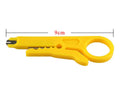 Yellow mini portable wire stripper tool for 0.6mm telephone and network cables.