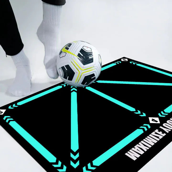 Black football training mat measuring 60x90cm on a flat surface