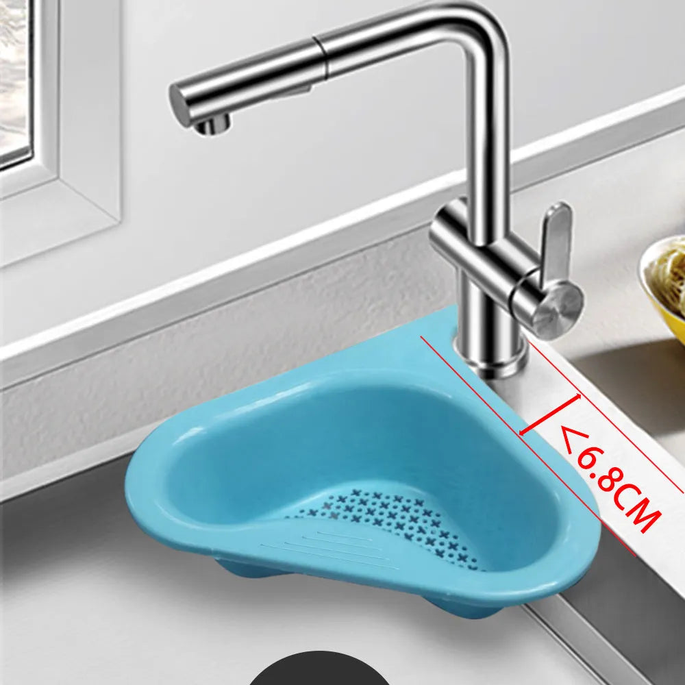 Blue plastic kitchen sink hanging swan drain basket for fruit and vegetable waste, dry-and-wet separation design