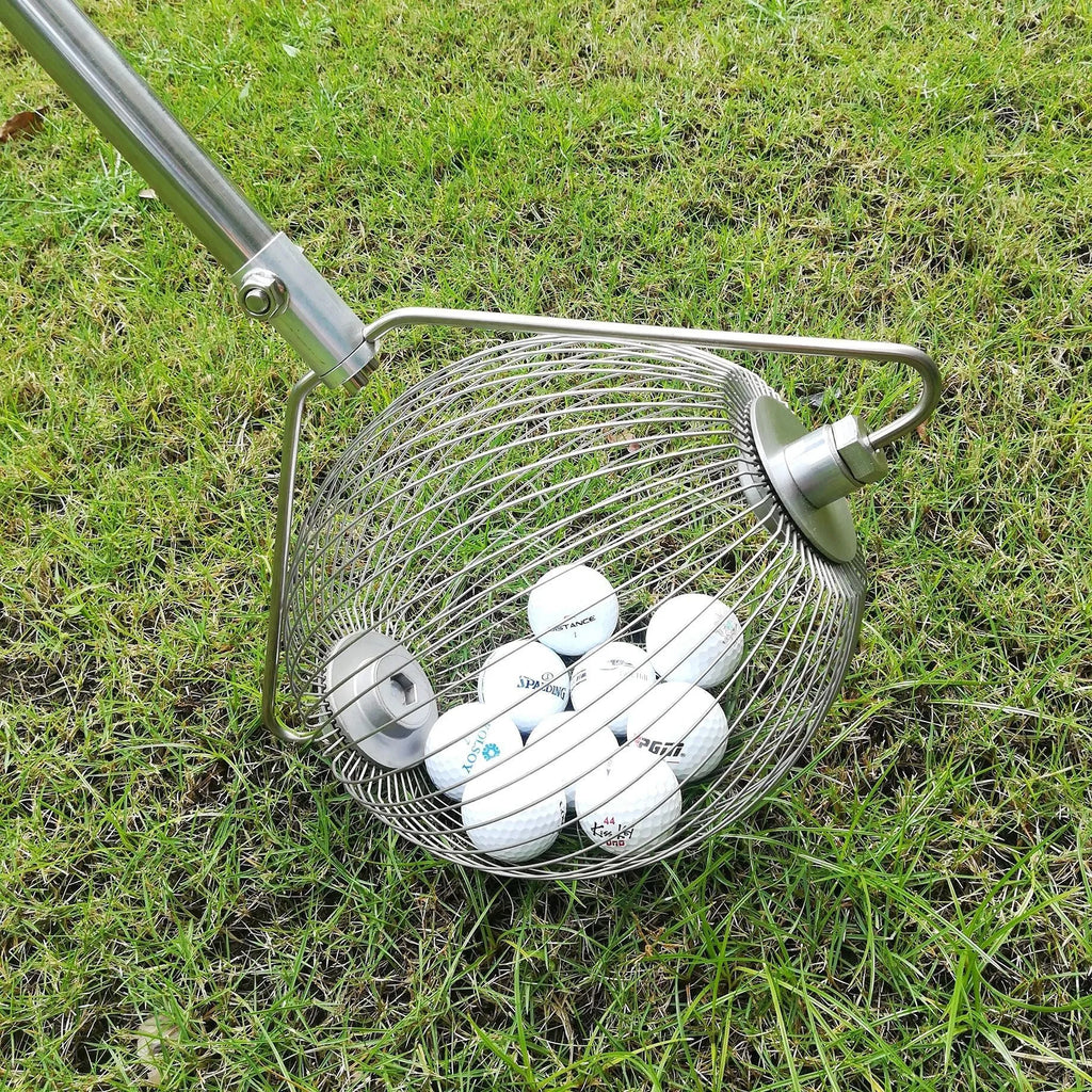 Metallic 304 stainless steel golf ball picker tool for easy retrieval on the course