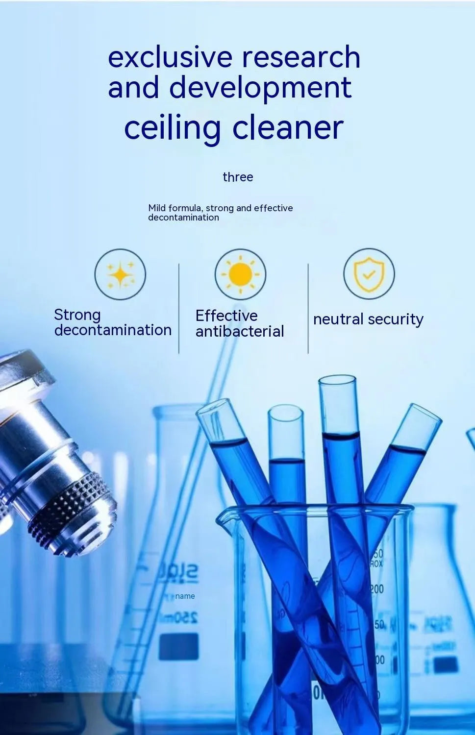 Bottles of ultrasonic fabric roof foam decontamination cleaner with towel and sponge wipe accessories.
