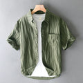 Men's pure cotton short sleeve casual shirt in loose fit Japanese style