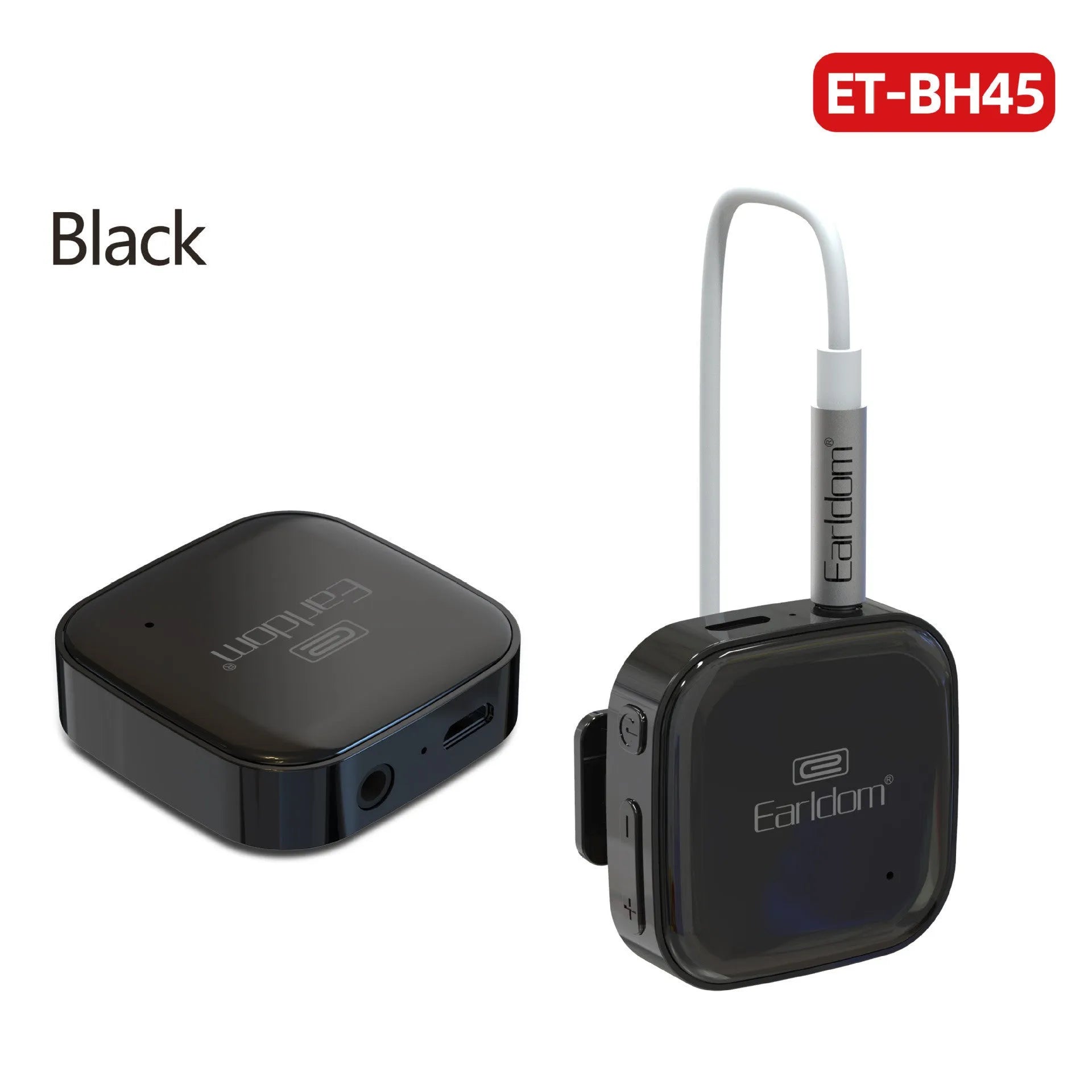 A black Bluetooth lavalier headset worn around the neck with a single earpiece, showing wireless design.