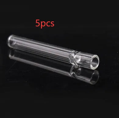 Telescopic glass smoke pipe with clear straight suction nozzle in transparent style