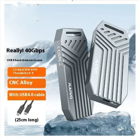 Thunderbolt 4 external SSD enclosure in aluminium alloy case with optional cooling fan