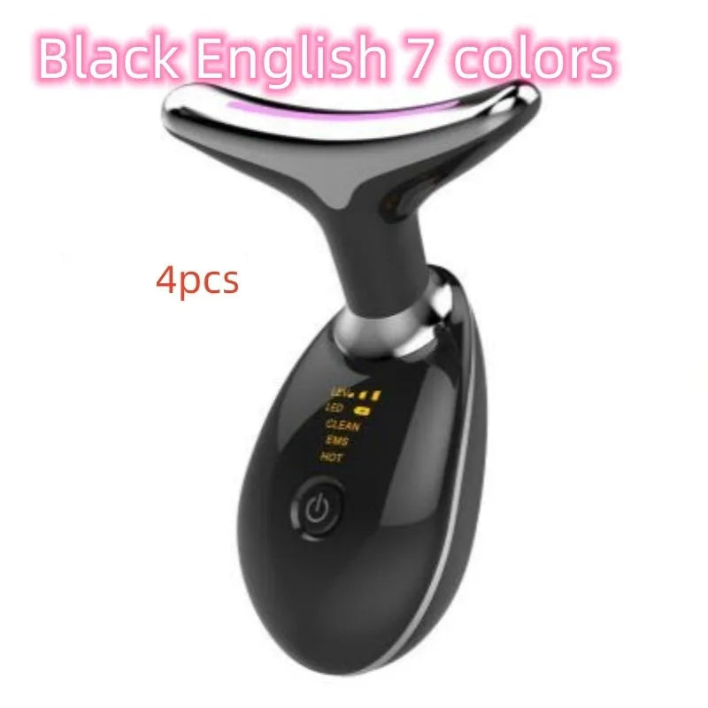 Beauty neck fade care massage instrument with ultrasonic infrared colour light functions in white