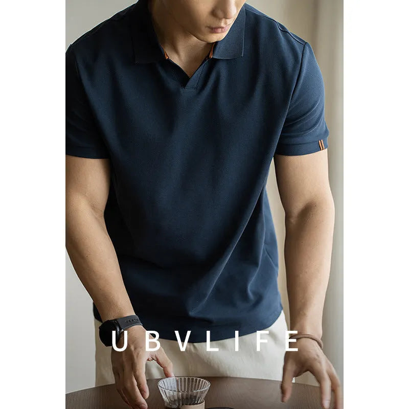 Men's short-sleeved polo shirt in cotton blend fabric available in multiple sizes
