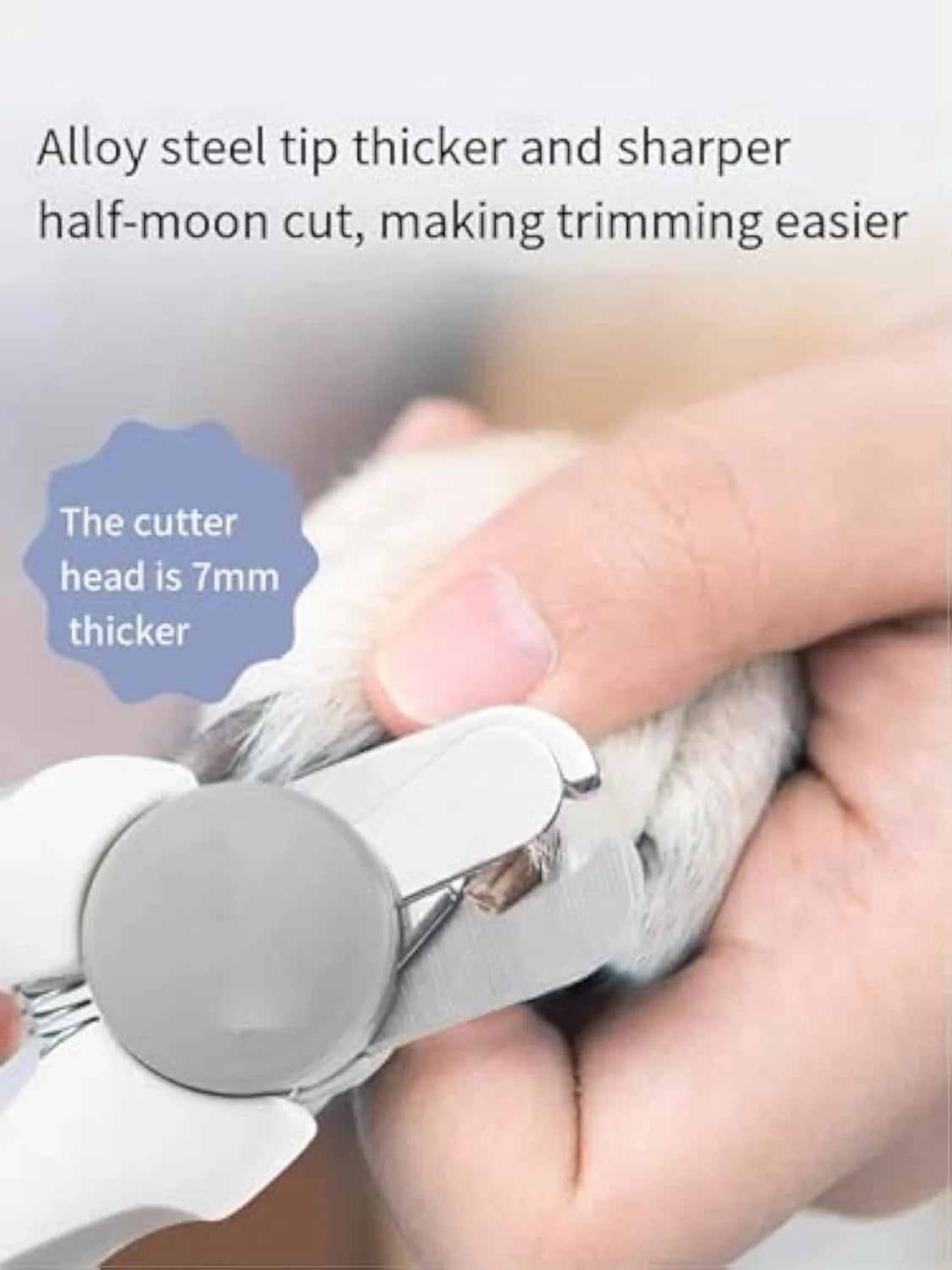 Blue heavy-duty dog nail clippers with safety guard for large breed dogs and thick nails.
