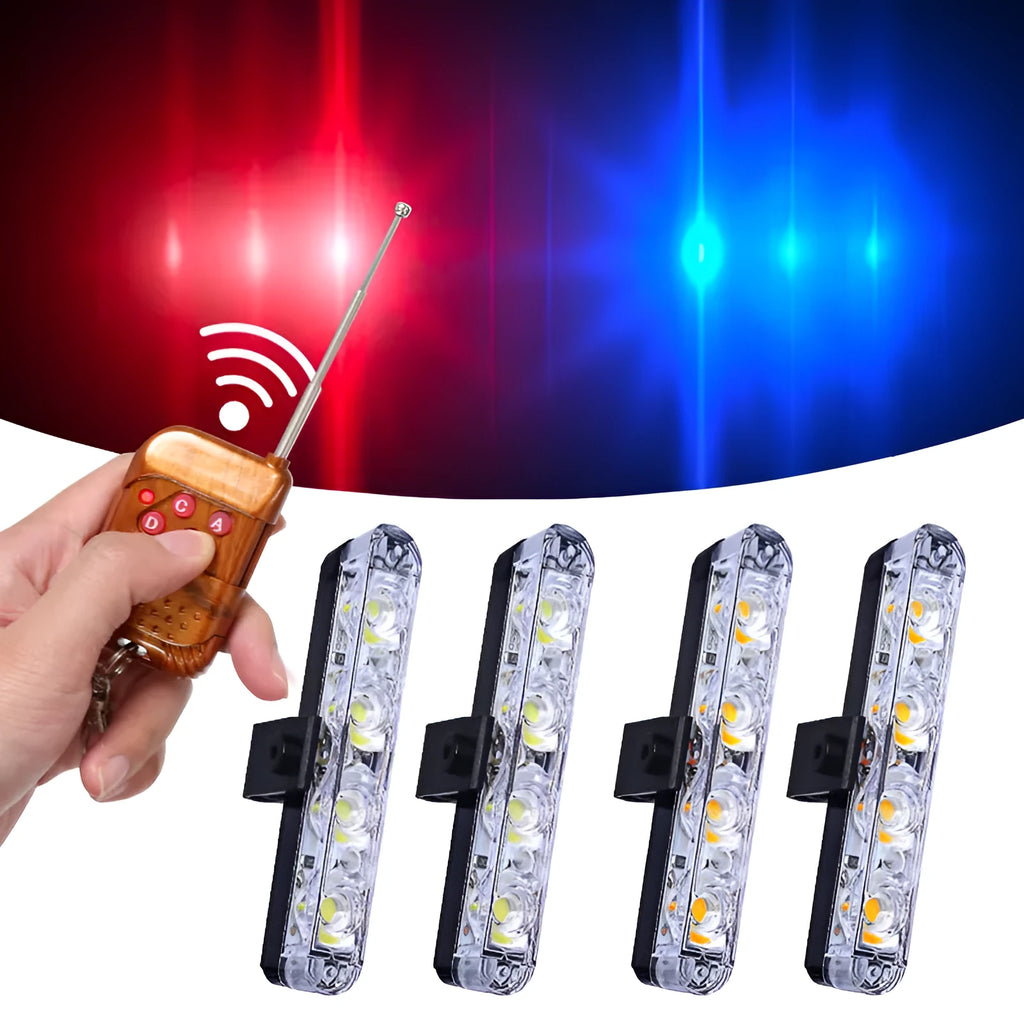 Car mounted LED wireless remote emergency warning light in black for automobile hazard alerting