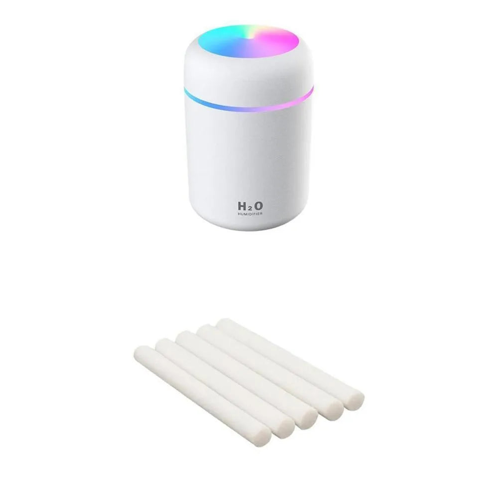USB mini silent humidifier with large fog volume in pink, white, or navy blue for bedroom and desk use