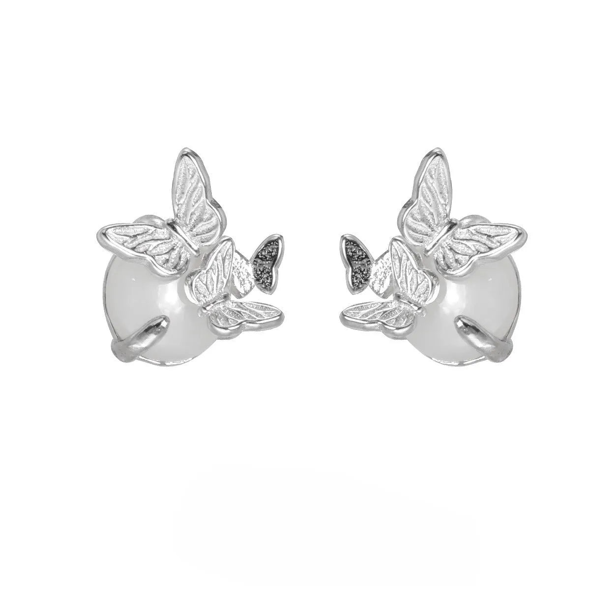 Butterfly ear studs in gold or white gold finish on 925 silver with animal zodiac design