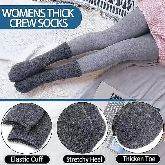 Unisex thickened cashmere tube socks in mixed colour solid design, mid-calf length