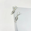 Fishbone pendant necklace and matching earrings set with adjustable O-shaped chain in retro style