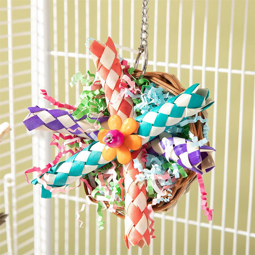 Parrot gnawing molar toy set with three chew types for small to medium birds
