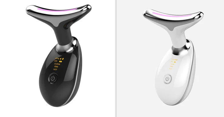 Beauty neck fade care massage instrument with ultrasonic infrared colour light functions in white