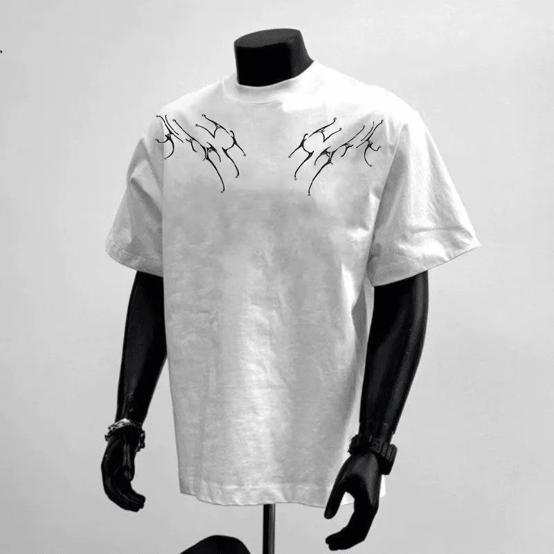 Men's loose fit pure cotton short sleeve t-shirt with printed letter design in black or white colours