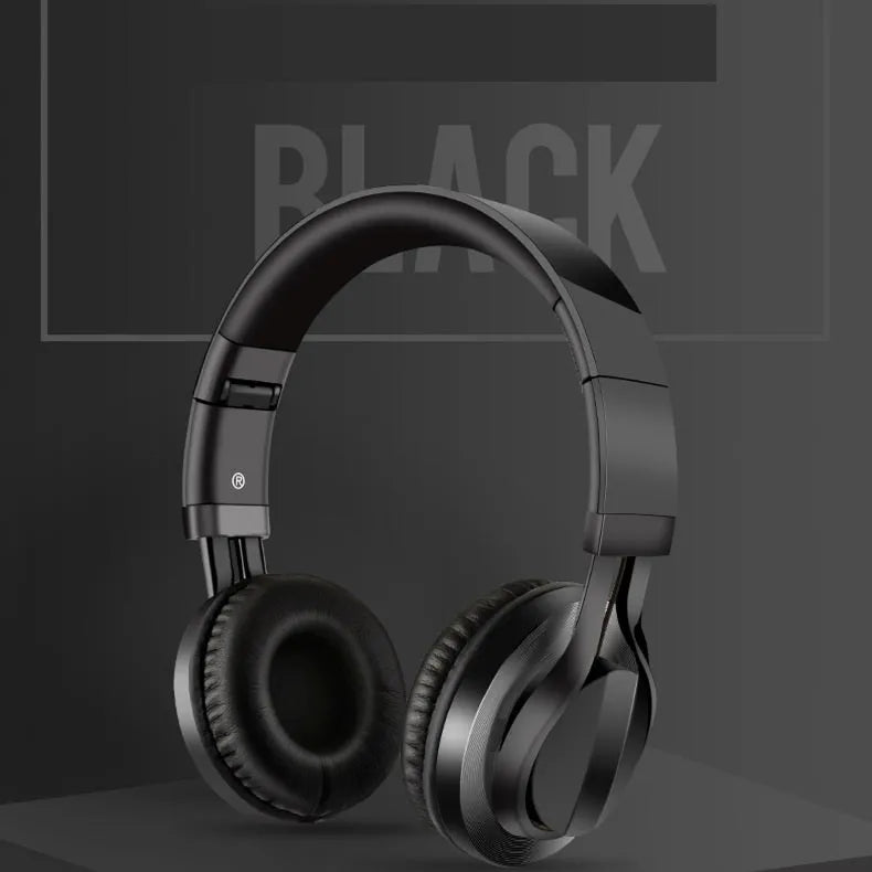 Black wired over-ear headphones with microphone and 3.5mm jack for mobile phones