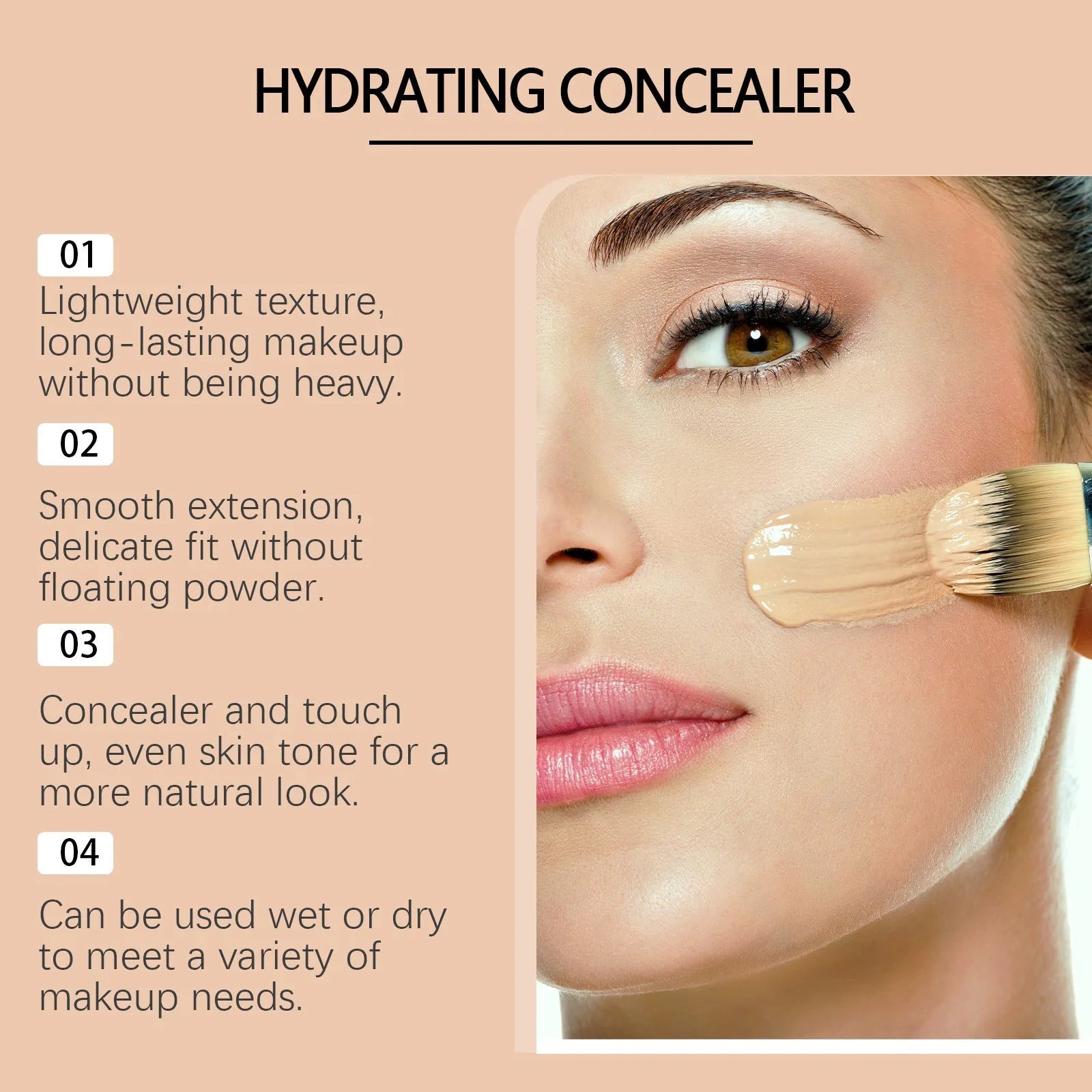 Medium skin moisturising concealer liquid foundation in 3.5ml tube with natural lasting coverage