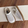Breathable mesh slip-on shoes in milky white with round head and soft bottom