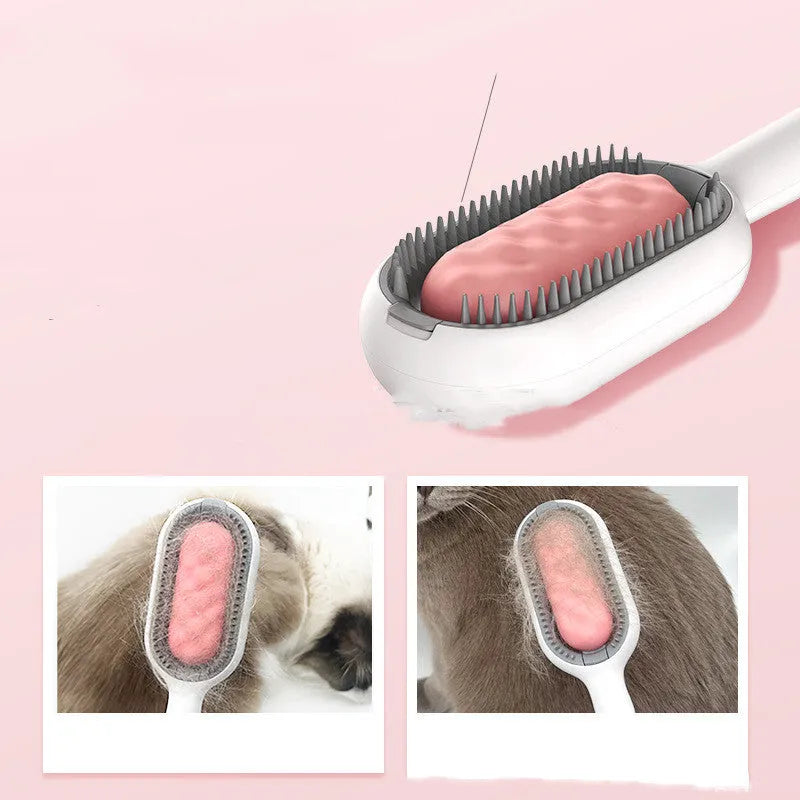 Green plastic hair removal comb for cats and dogs with disposable wipes sticker, 19cm long