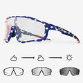 Unisex TR90 photochromic cycling sunglasses with a semi-rimless frame, shown in one of multiple colour variants.