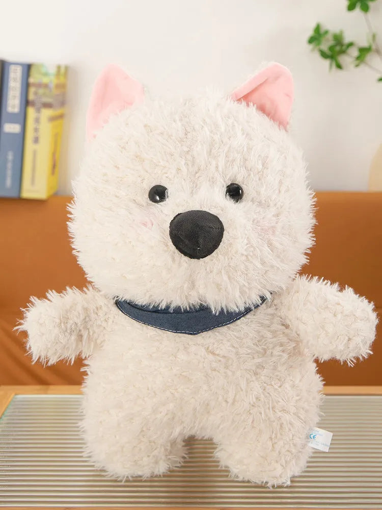 West Highland puppy plush toy with scarf style, 25cm height, soft stuffed dog.