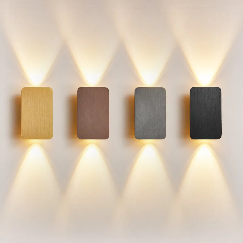 Minimalist Nordic style LED wall lamp in modern design with adjustable light colours mounted on bedroom wall