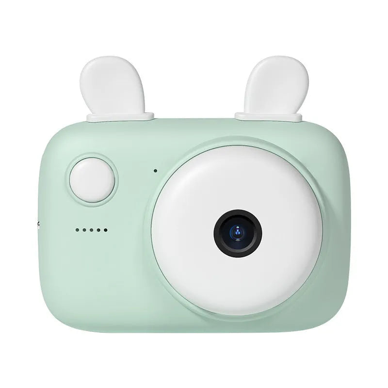 A2 kids digital camera in macaron colours with 2.4-inch screen and dual 40MP cameras on a lanyard.