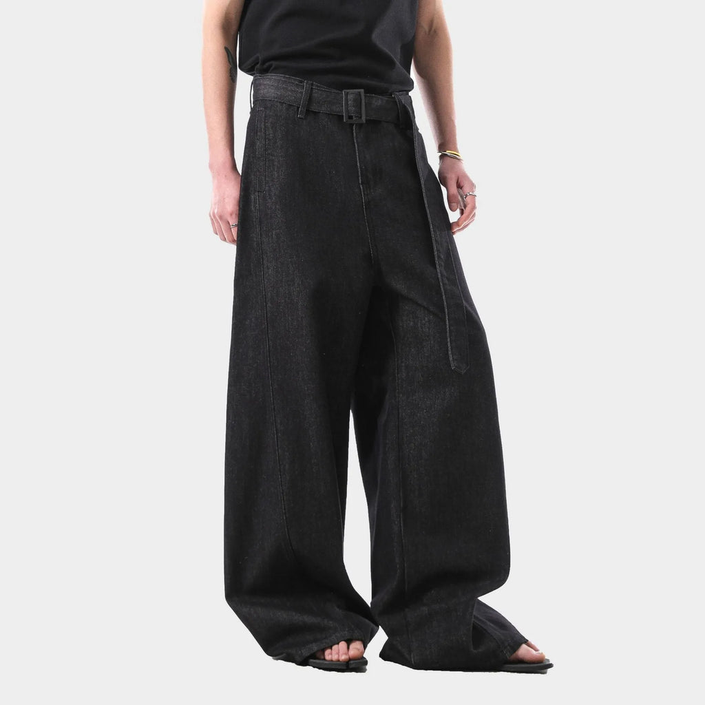 Women's black gold high waist straight leg jeans with zip fly placket closure