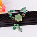 Hand-woven retro flower bracelet in Chinese style, mixed materials, petals style colourway, with auspicious patterns