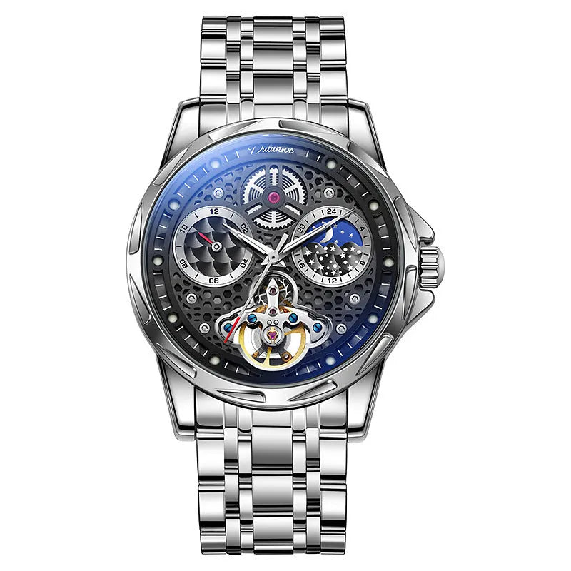 Men's waterproof automatic business watch with luminous features and 13mm thickness