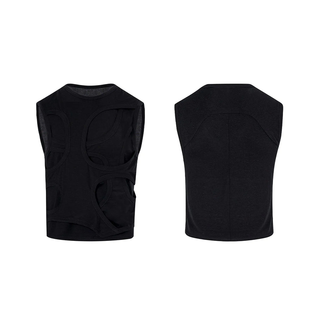 Men's solid colour lyocell vest on a hanger, showing round neck and tank top style.
