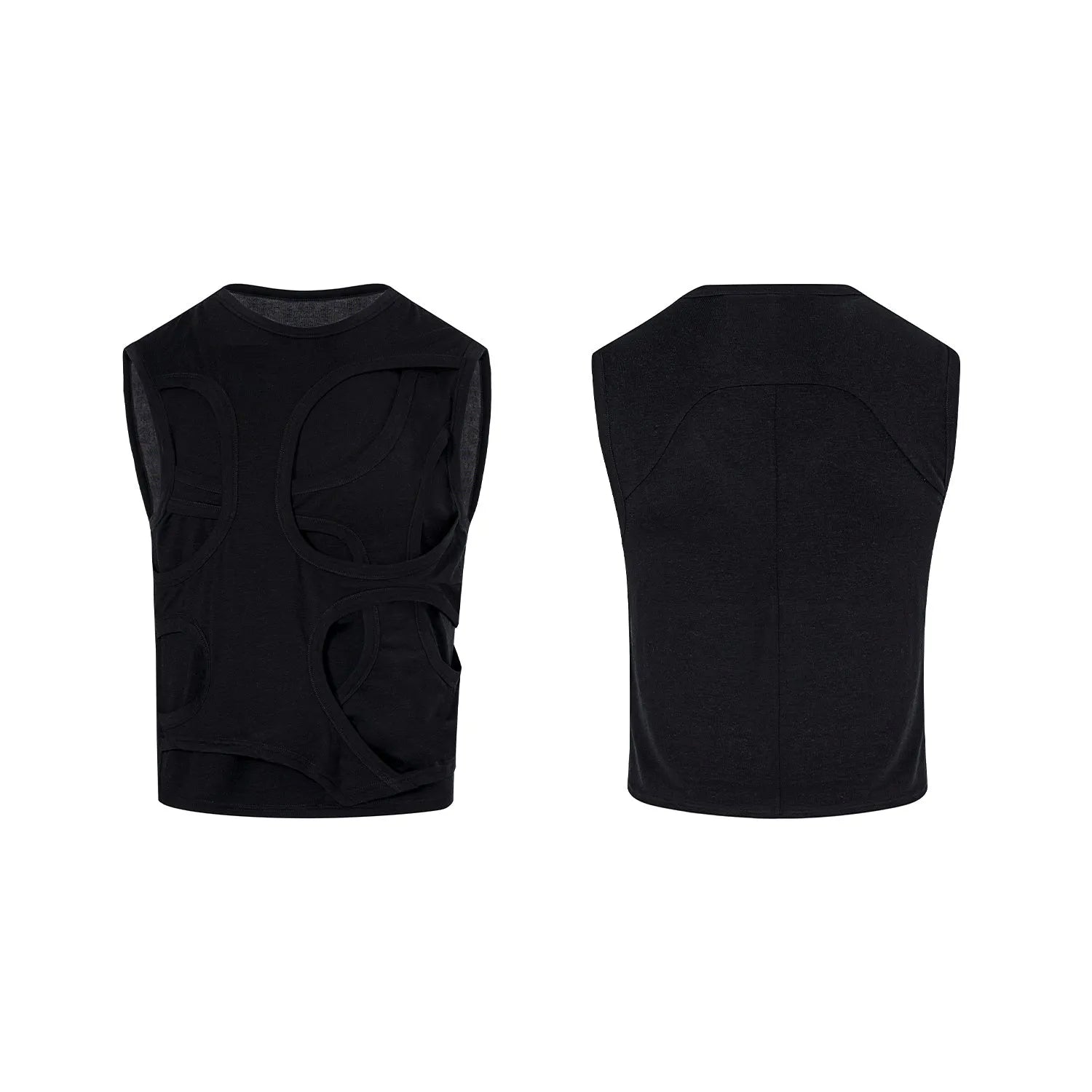 Men's solid colour lyocell vest on a hanger, showing round neck and tank top style.