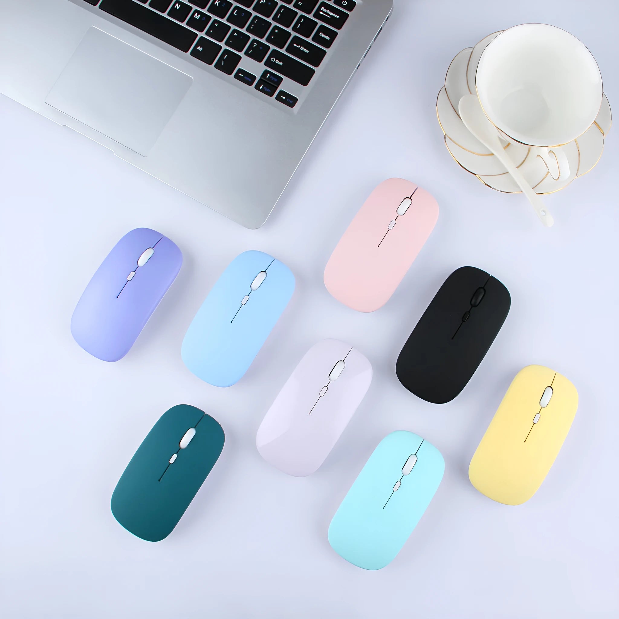 Candy wireless Bluetooth mouse in black, ergonomic shape with DPI switch, 14cm size