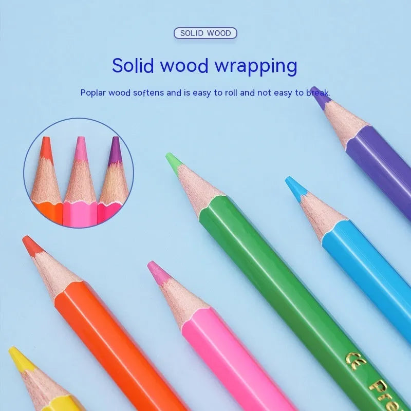 Wooden colour pencil set with double head leads in studio setting