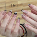 Sweet girl press on fake nails with short almond designs in random colours