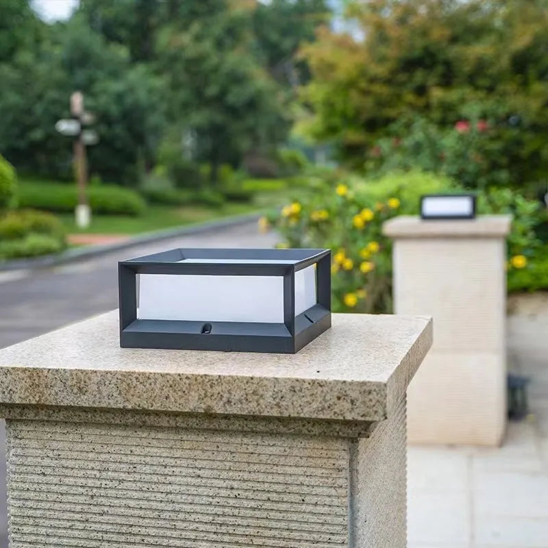 LED outdoor waterproof solar column light aluminium housing IP54 220x100mm and 270x130mm sizes