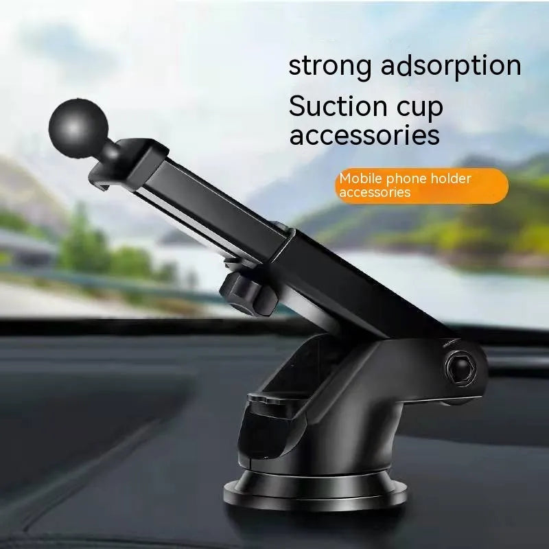 Silver car phone holder with wireless charging and auto clamp on dashboard
